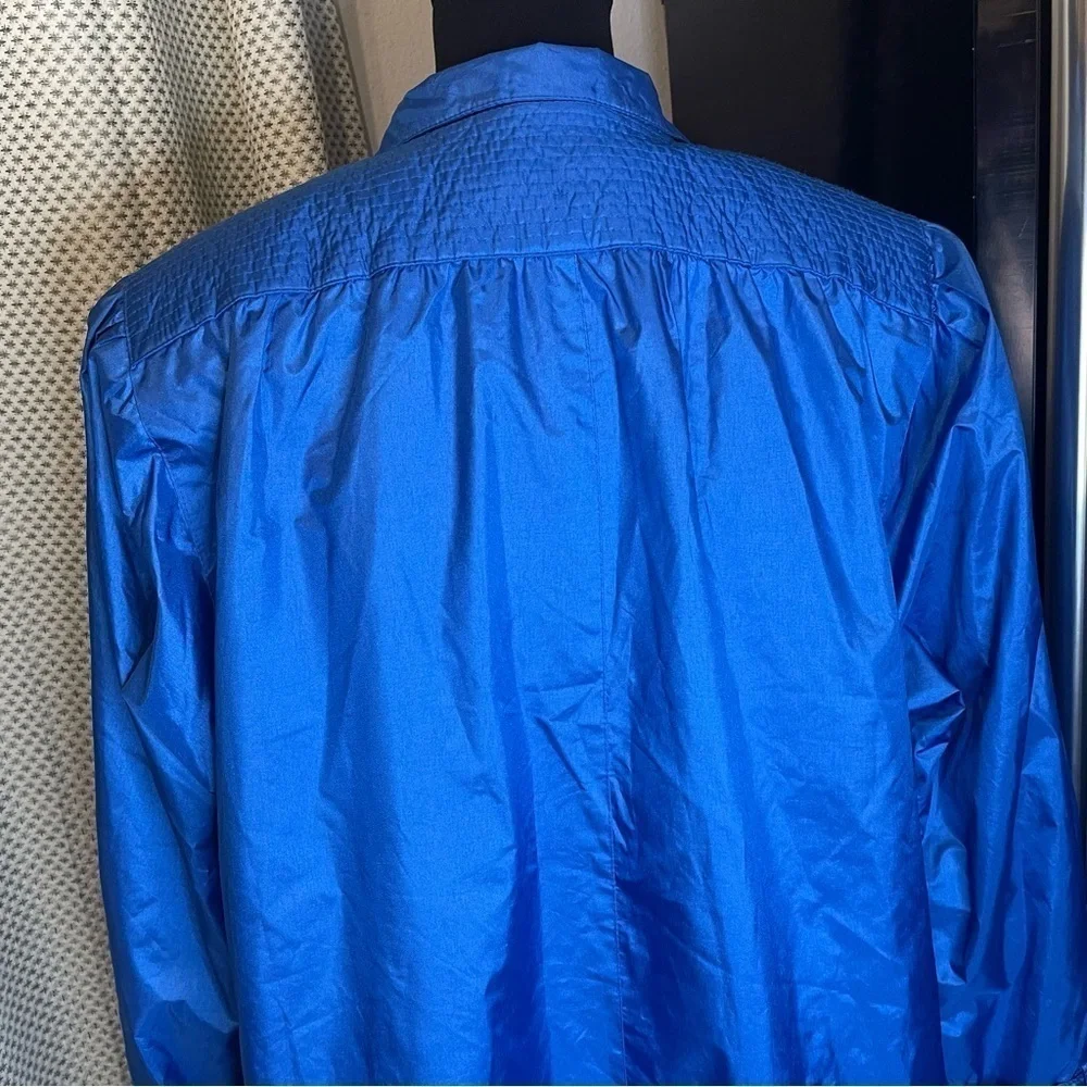 Vintage Electric Blue Oversized‎ Lined Trench Coat Chiango by Fleet Street sz 12